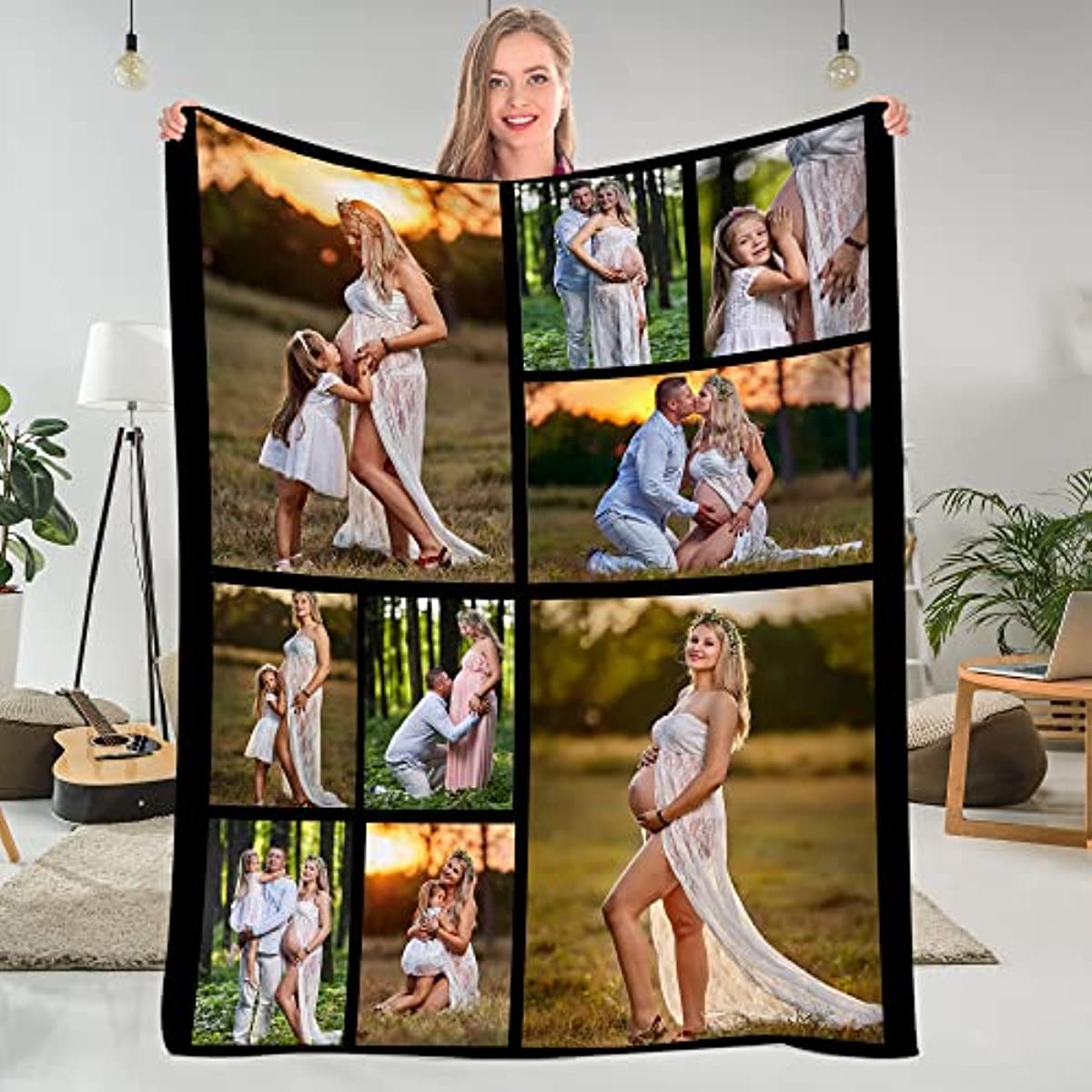 Personalized Custom Blanket with Photos Throw Fleece Custom Photo Prints  Phot