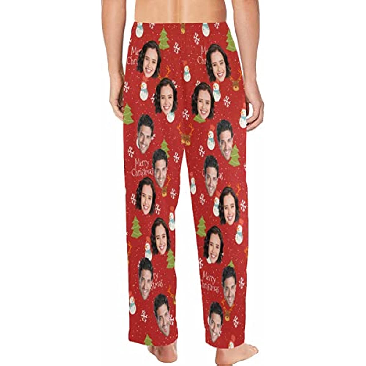 DIYKST Custom Men's Pajama Pants with Photo Face Personalized Christmas Pajama Pants Photo Sleepwear Bottoms With Pockets