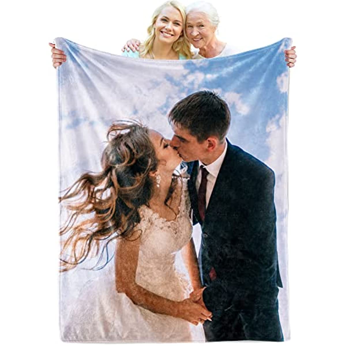 DIYKST Custom Photo Throw Blanket Customized Pictures Blanket Personalized Soft Fleece Blanket for Family Wedding Birthday Christmas Valentines Day Gifts for Women Him Her