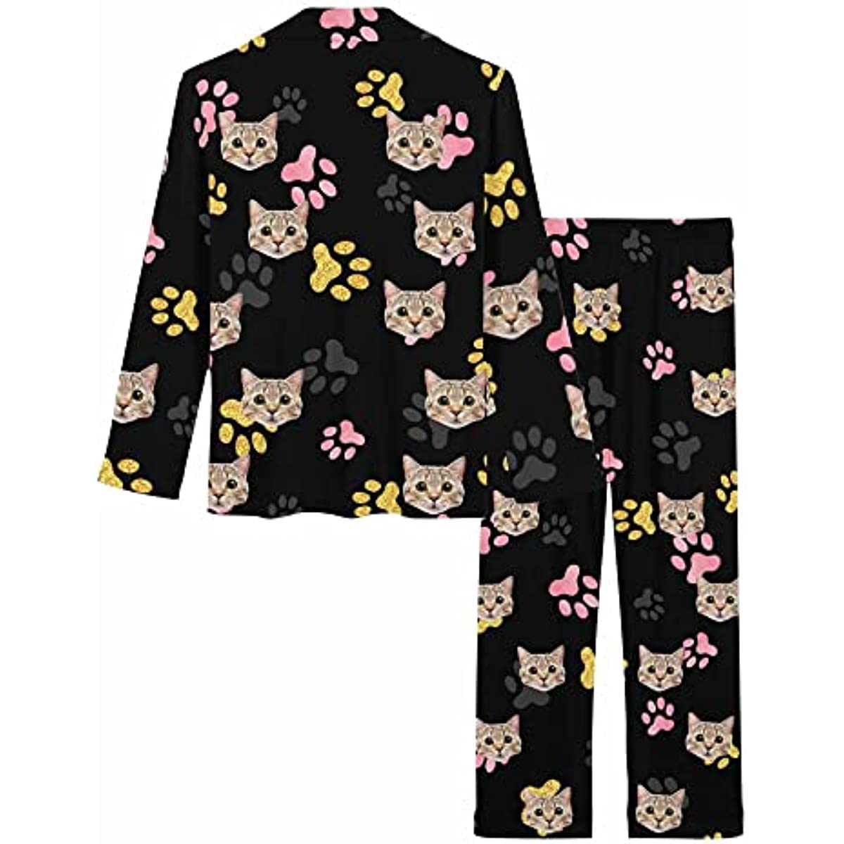 DIYKST Custom Pet Pajamas for Women with Cats Photo Personalized Face