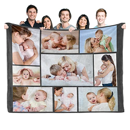 DIYKST Custom Photo Throw Blanket Customized Pictures Blanket Personalized Soft Fleece Blanket for Family Wedding Birthday Christmas Valentines Day Gifts for Women Him Her