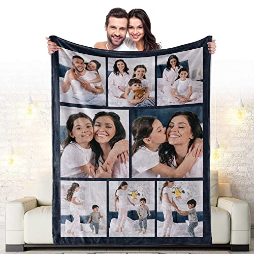 DIYKST Custom Photo Throw Blanket Customized Pictures Blanket Personalized Soft Fleece Blanket for Family Wedding Birthday Christmas Valentines Day Gifts for Women Him Her