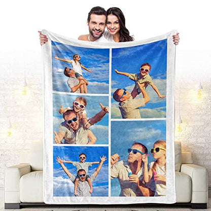 DIYKST Custom Photo Throw Blanket Customized Pictures Blanket Personalized Soft Fleece Blanket for Family Wedding Birthday Christmas Valentines Day Gifts for Women Him Her