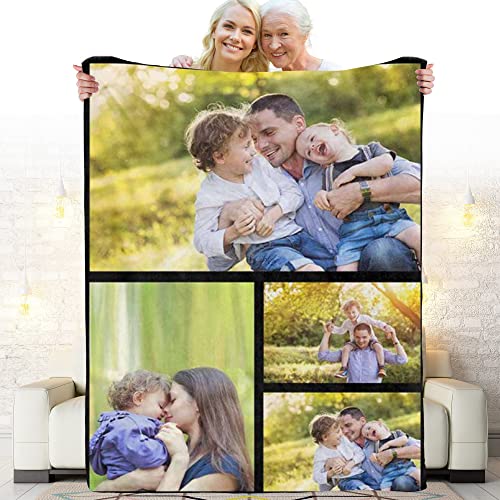 DIYKST Custom Photo Throw Blanket Customized Pictures Blanket Personalized Soft Fleece Blanket for Family Wedding Birthday Christmas Valentines Day Gifts for Women Him Her