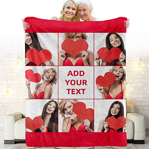 DIYKST Custom Photo Throw Blanket Customized Pictures Blanket Personalized Soft Fleece Blanket for Family Wedding Birthday Christmas Valentines Day Gifts for Women Him Her