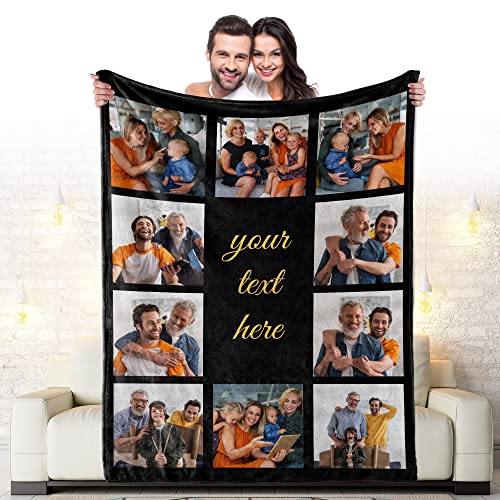 DIYKST Custom Photo Throw Blanket Customized Pictures Blanket Personalized Soft Fleece Blanket for Family Wedding Birthday Christmas Valentines Day Gifts for Women Him Her