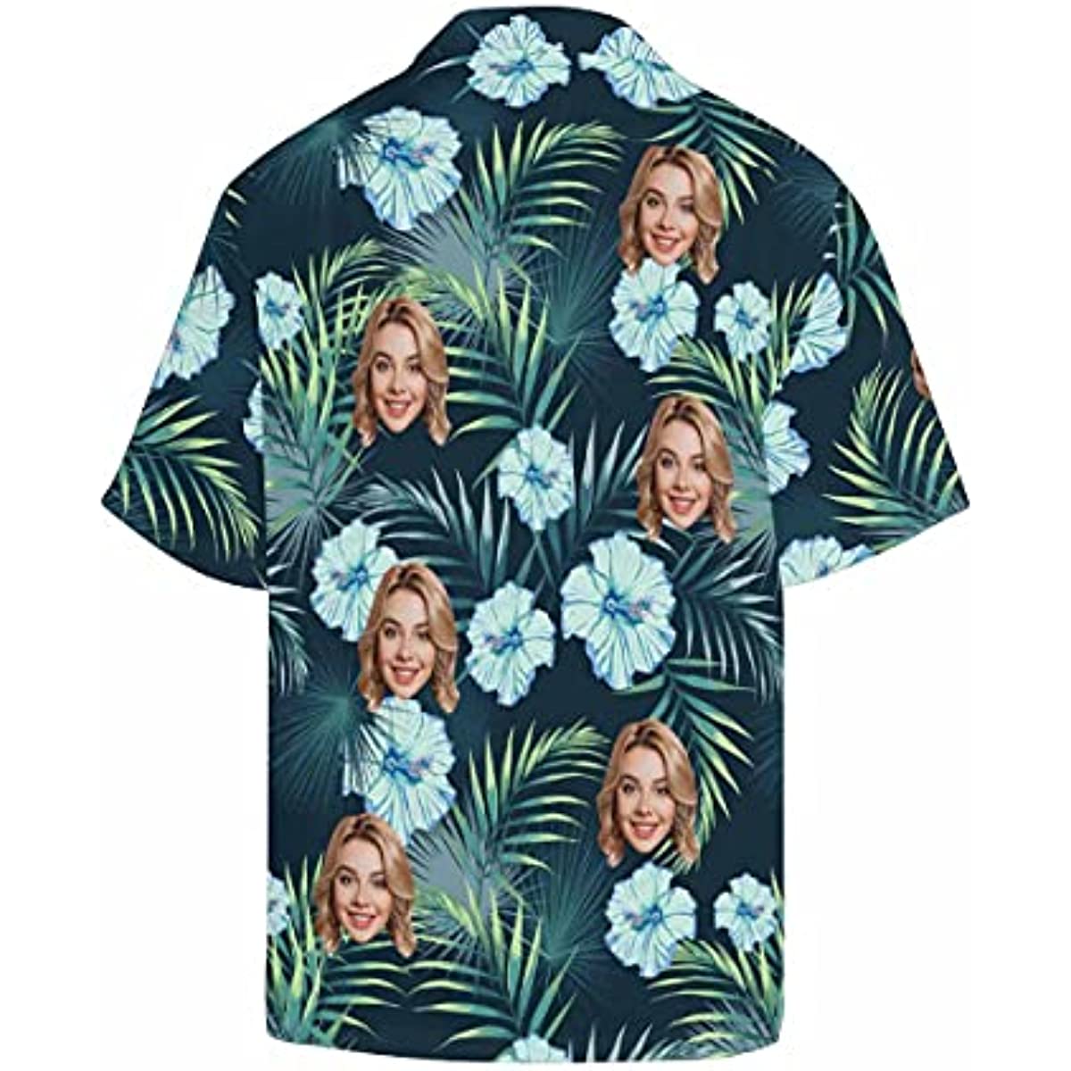 Customized Tropical Flower Hawaiian Shirt, Men's Personalized BF Husband's Photo Men's Aloha Beach Fruit Blouse Shirt