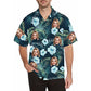 Customized Tropical Flower Hawaiian Shirt, Men's Personalized BF Husband's Photo Men's Aloha Beach Fruit Blouse Shirt