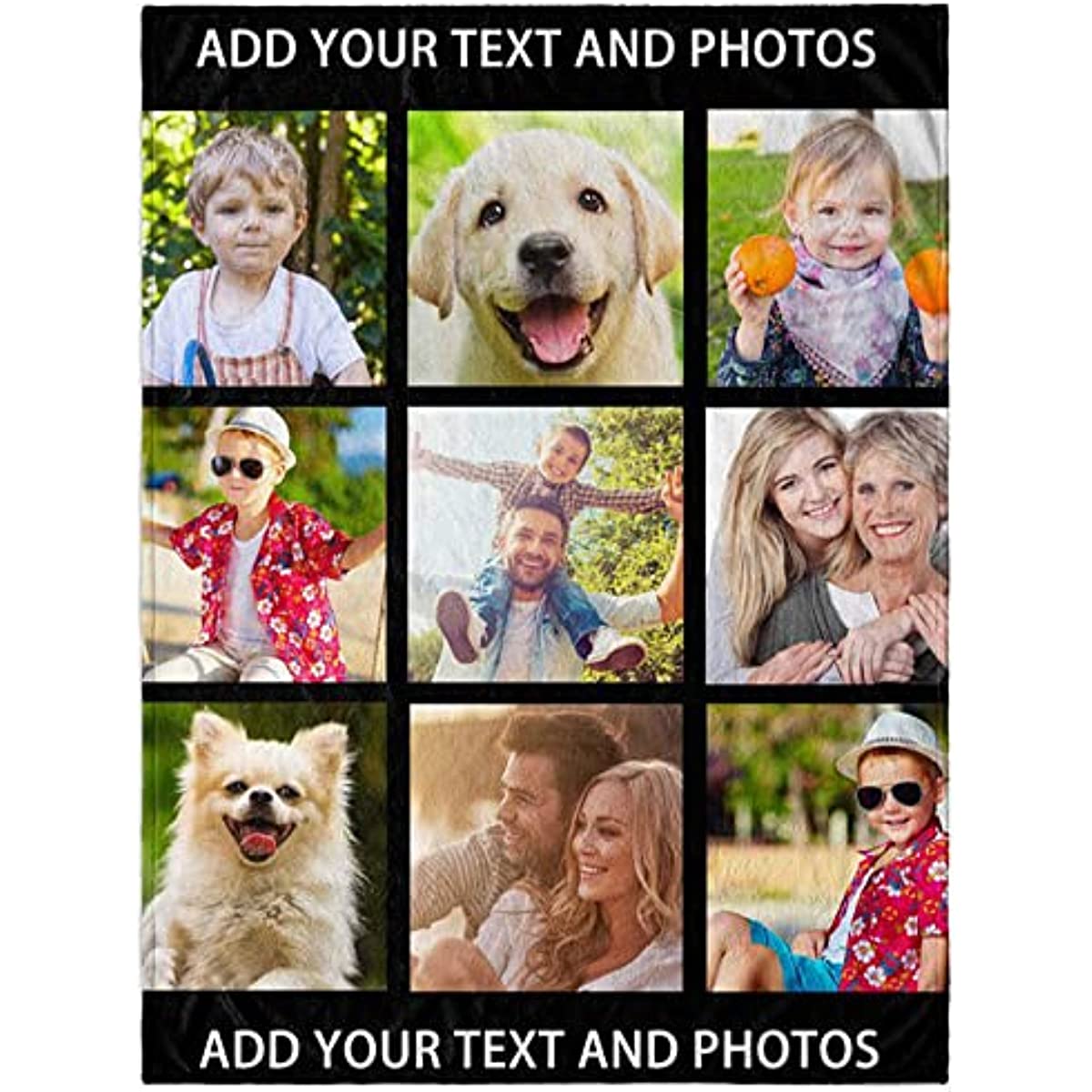 DIYKST Customized Text and Pictures Blanket Custom Photos Collage Throw Blanket Personalized Sudoku Blanket Soft Fleece Blanket for Bedding Sofa and Travel Family Photo Gift for Family