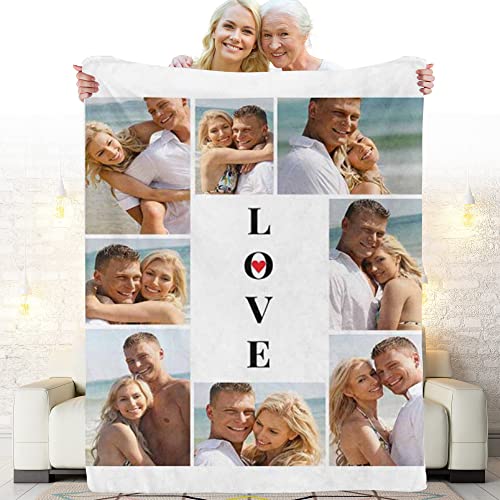 DIYKST Custom Photo Throw Blanket Customized Pictures Blanket Personalized Soft Fleece Blanket for Family Wedding Birthday Christmas Valentines Day Gifts for Women Him Her