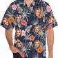 Customized Tropical Flower Hawaiian Shirt, Men's Personalized BF Husband's Photo Men's Aloha Beach Fruit Blouse Shirt