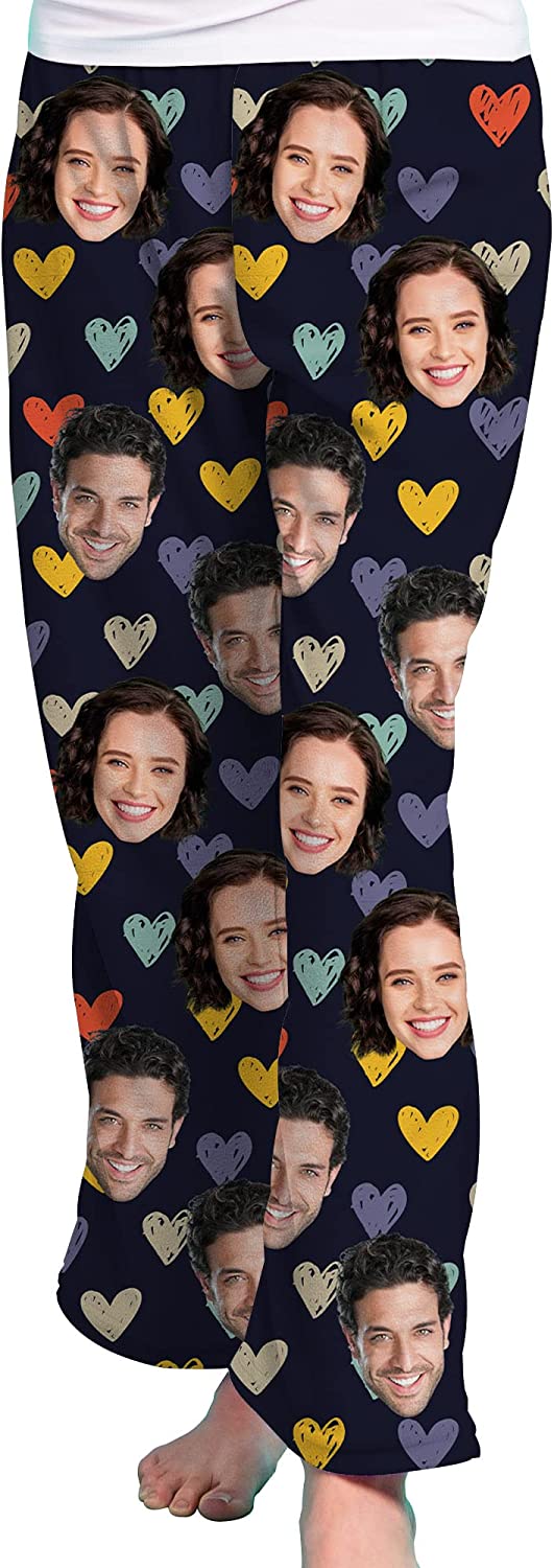 DIYKST Personalized Photo Pajama Pants With Pockets,Custom Heart Pajama Pants For Women,Girl Sleepwear Adult Christmas Pajama Bottom