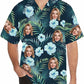 Customized Tropical Flower Hawaiian Shirt, Men's Personalized BF Husband's Photo Men's Aloha Beach Fruit Blouse Shirt