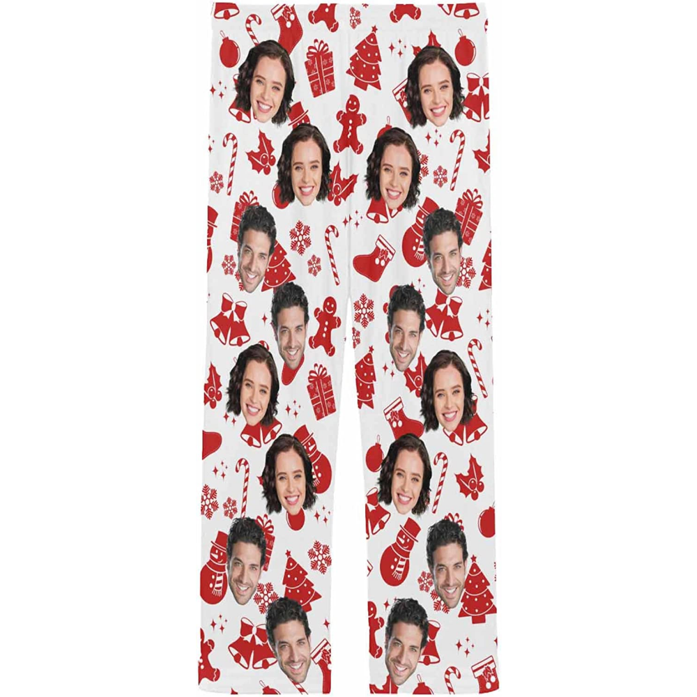 DIYKST Custom Men's Pajama Pants with Photo Face Personalized Christmas Pajama Pants Photo Sleepwear Bottoms With Pockets