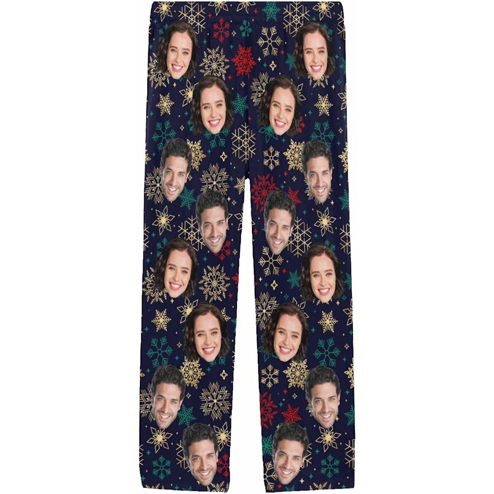 DIYKST Custom Men's Pajama Pants with Photo Face Personalized Christmas Pajama Pants Photo Sleepwear Bottoms With Pockets