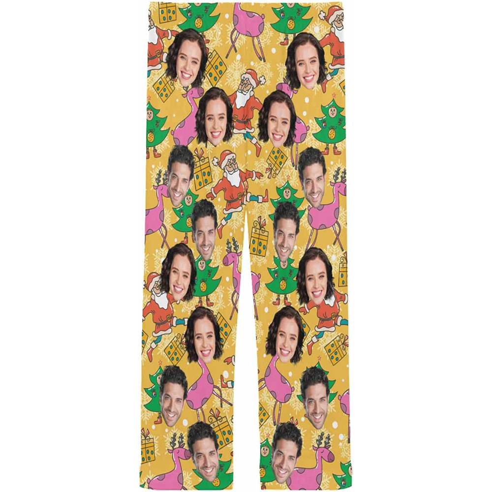 DIYKST Custom Men's Pajama Pants with Photo Face Personalized Christmas Pajama Pants Photo Sleepwear Bottoms With Pockets