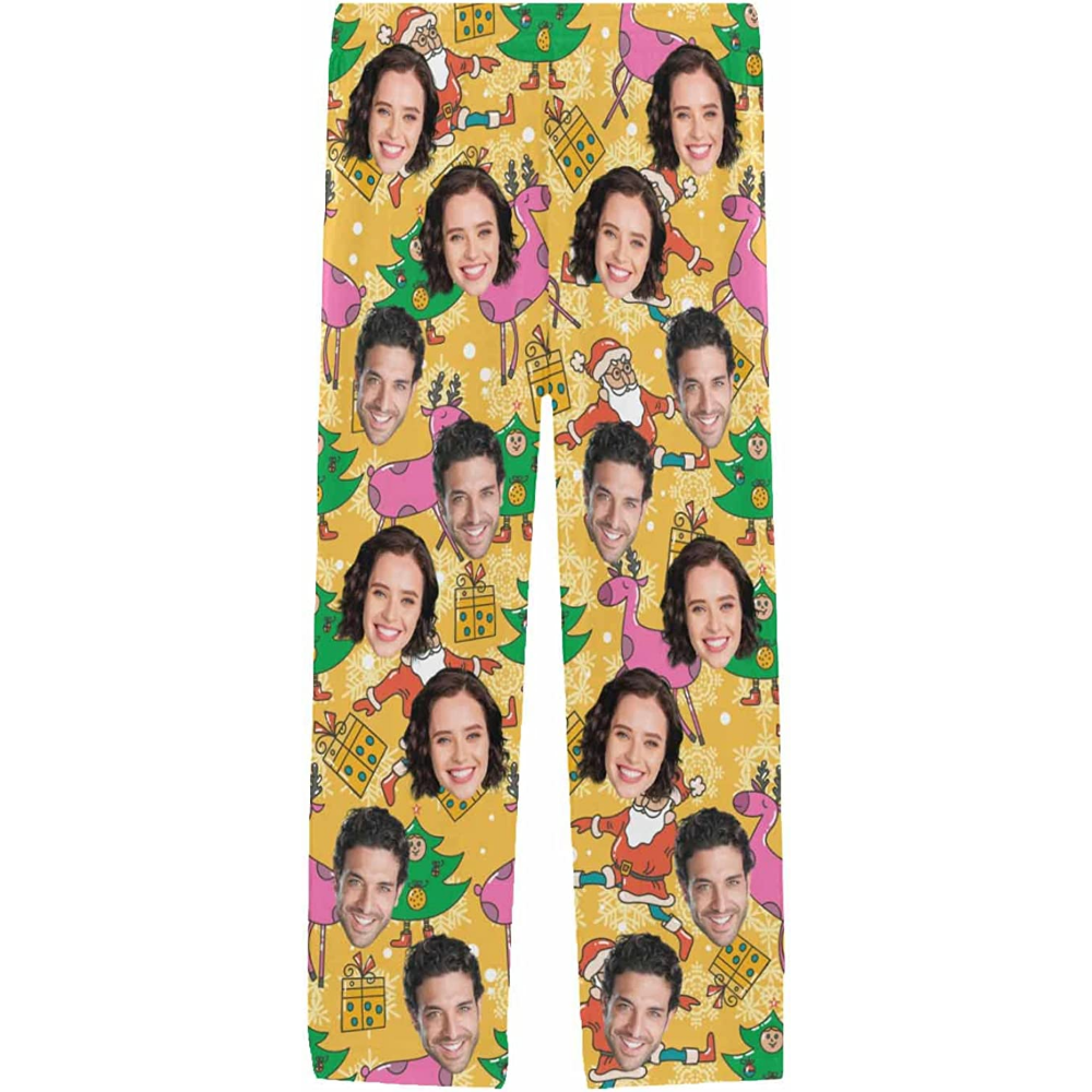 DIYKST Custom Men's Pajama Pants with Photo Face Personalized Christmas Pajama Pants Photo Sleepwear Bottoms With Pockets