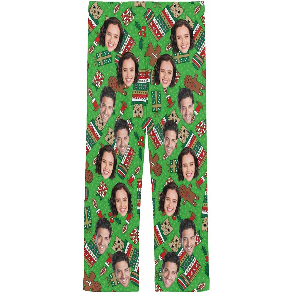 DIYKST Custom Men's Pajama Pants with Photo Face Personalized Christmas Pajama Pants Photo Sleepwear Bottoms With Pockets