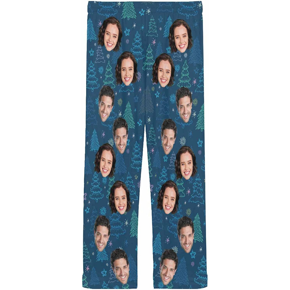 DIYKST Custom Men's Pajama Pants with Photo Face Personalized Christmas Pajama Pants Photo Sleepwear Bottoms With Pockets