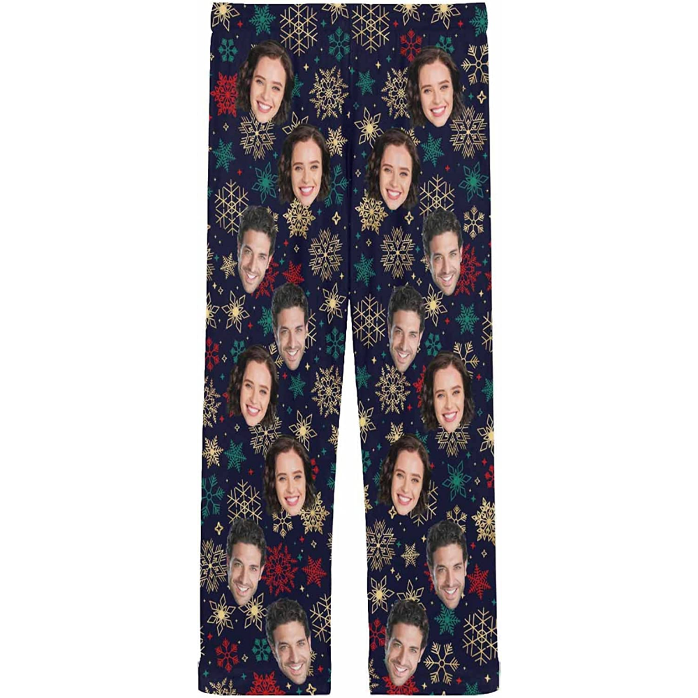 DIYKST Custom Men's Pajama Pants with Photo Face Personalized Christmas Pajama Pants Photo Sleepwear Bottoms With Pockets