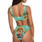 Pineapple and Pet Print Sport Top & High-Waisted Bikini Swimsuit for Women