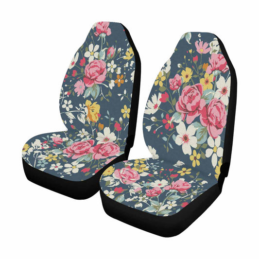 Vintage Rose Car Seat Covers for Women Vehicle Seat Protector SUV Car Mat Covers,Fit Most Cars Green